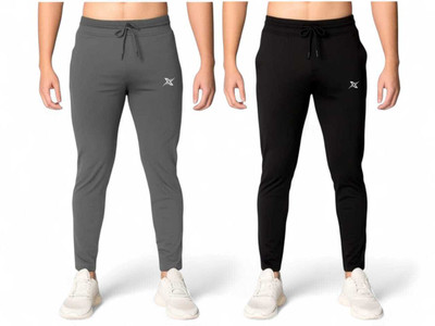 LOTEX Solid Men Grey, Black Track Pants