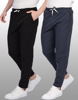 FOXTER Solid Men Grey, Black Track Pants