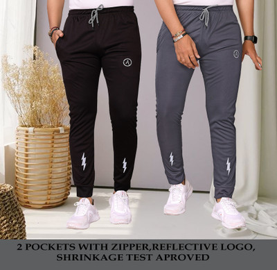 Anand Printed Men Black, Grey Track Pants