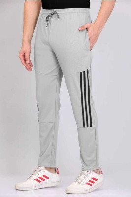 Yugsports Solid, Striped Men Grey Track Pants