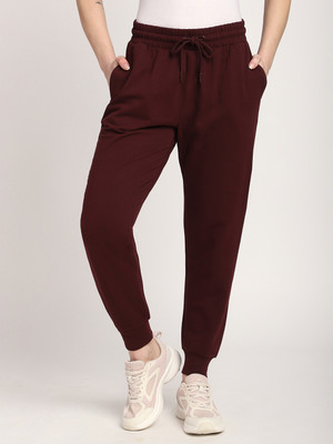 R&B Solid Women Red Track Pants