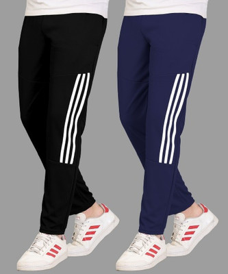 Cronix Striped Men Black, Dark Blue Track Pants