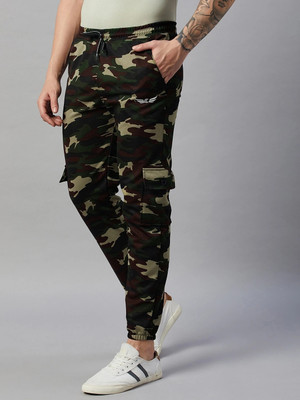 Crease & Clips Printed Men Green Track Pants