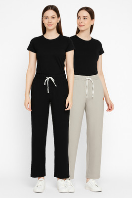 Swadeshitrader Solid Women Beige, Black Track Pants