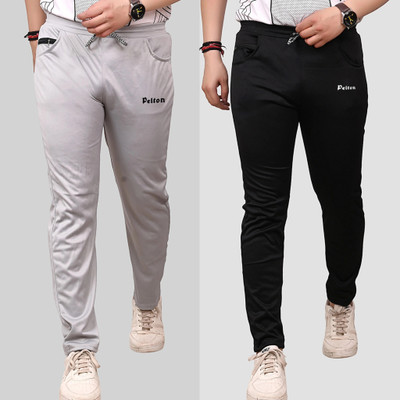 pelton Solid Men Grey, Black Track Pants