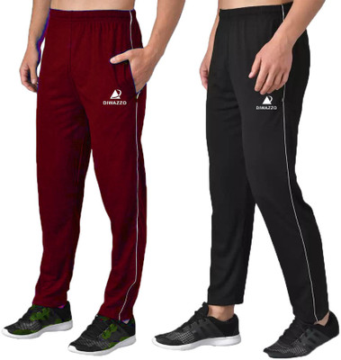 Diwazzo Solid Men Maroon, Black Track Pants