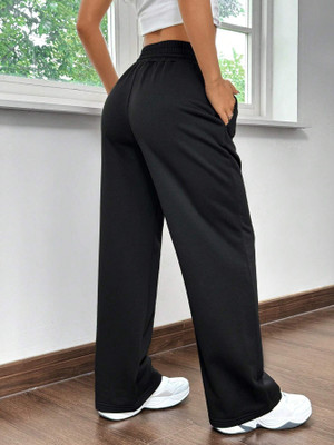 Dockstreet Solid Women Black Track Pants