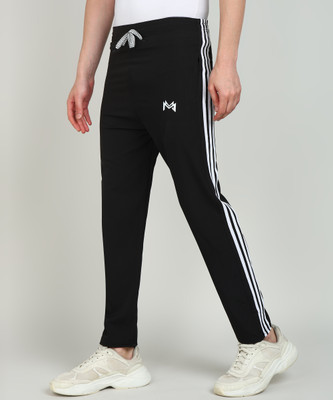 mank D Striped Men Black Track Pants