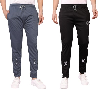 Kashvi Self Design Men Grey, Black Track Pants