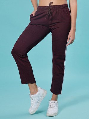 V-MART Striped Women Maroon Track Pants
