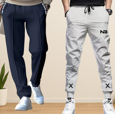 NB NICKY BOY Solid Men Dark Blue, Grey Track Pants