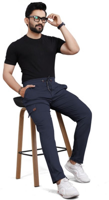 BG TEX Solid Men Blue Track Pants