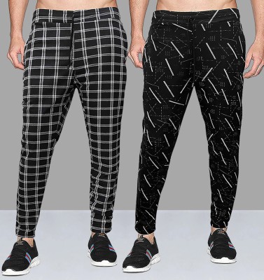 AVOLT Checkered Men Black Track Pants