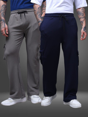 MADSTO Solid Men Grey, Dark Blue Track Pants