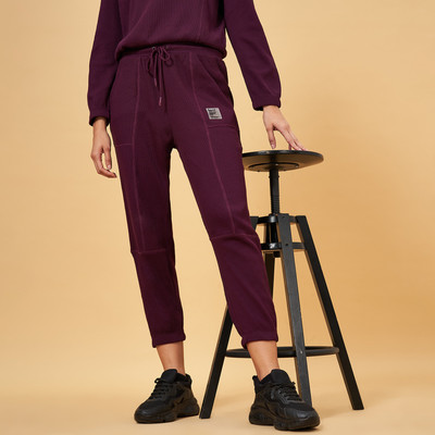 Ajile By Pantaloons Solid Women Purple Track Pants