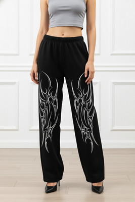 tedwoods Graphic Print Women Black Track Pants