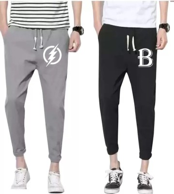 YFB Printed Men Black, Grey Track Pants