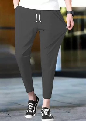 HoC Solid Men Grey Track Pants