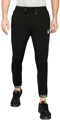 Raysx Solid, Washed, Self Design Men Black Track Pants