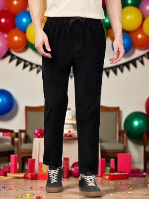 SB Trend Solid Men Black Track Pants