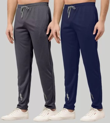 EYSTONE Solid Men Dark Blue, Grey Track Pants