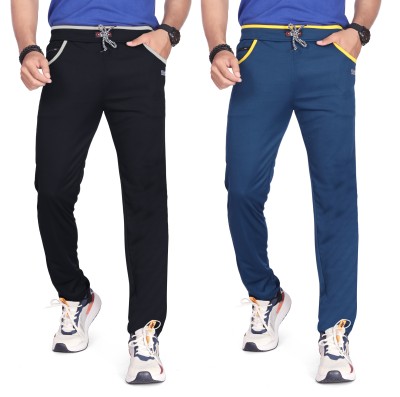 WeReKo Self Design Men Black, Light Blue Track Pants