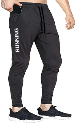 Apex Hub Solid Men Black Track Pants