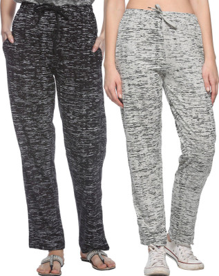 Weboasis Printed Women Dark Blue, Black Track Pants