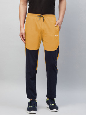 Chrome & Coral Colorblock Men Yellow Track Pants