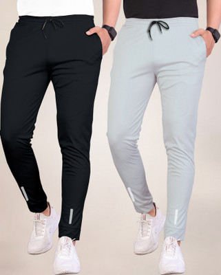 Septem Solid Men Black, Grey Track Pants