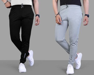 Z-DEVIL Solid Men Black, Grey Track Pants