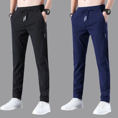 FICKA Solid Men Blue, Black Track Pants