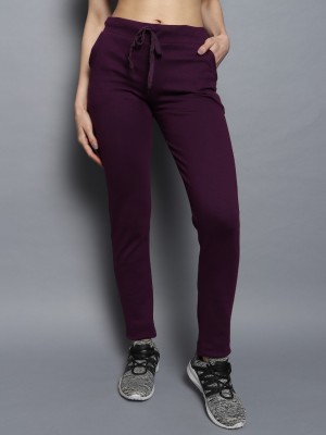 FashionFibre Solid Women Purple Track Pants