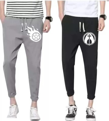 YFB Printed Men Black Track Pants