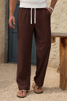 Adokedo Solid Men Brown Track Pants