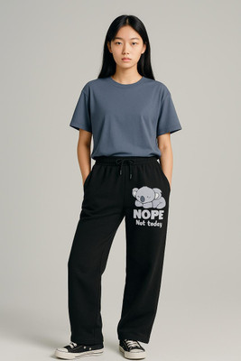 OCHub Printed Women Black Track Pants