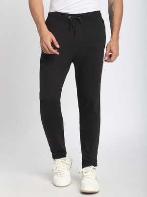 Stitch Hub Solid Men Black Track Pants