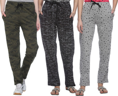 Weboasis Printed Women Green Track Pants