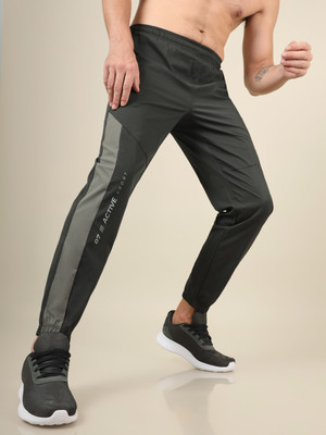 TECHNOSPORT Solid, Striped Men Green Track Pants