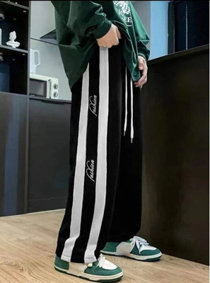 COMBRAIDED Self Design Men Black, White Track Pants