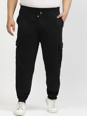 PLUSS Solid Men Black Track Pants