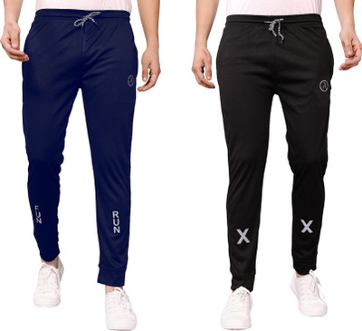 ANAND Printed Men Dark Blue, Black Track Pants