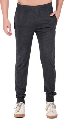 beUNIQ Solid Men Black Track Pants