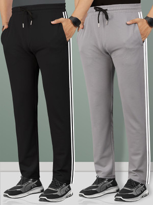 VeBNoR Solid, Striped Men Black, Grey Track Pants