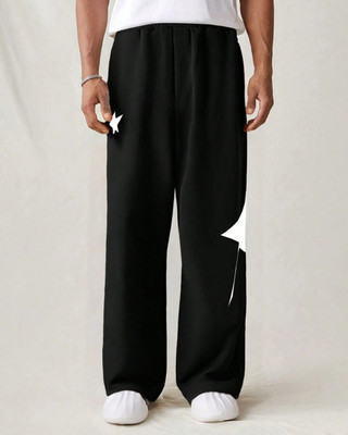 FLYNOFF Printed Men Black Track Pants