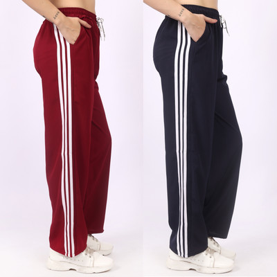 Aileyis Striped Women Maroon, Dark Blue Track Pants