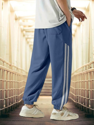 HouseOfCommon Striped Men Blue Track Pants