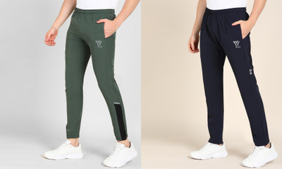 YUNEK Striped Men Black, Green Track Pants