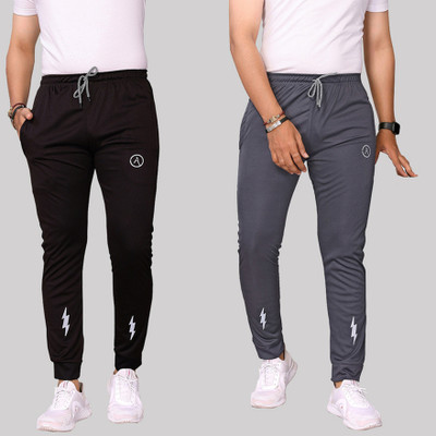 ANAND Chevron/Zig Zag Men Black, Grey Track Pants