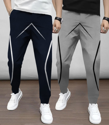 TRIPR Printed Men Blue, Grey Track Pants